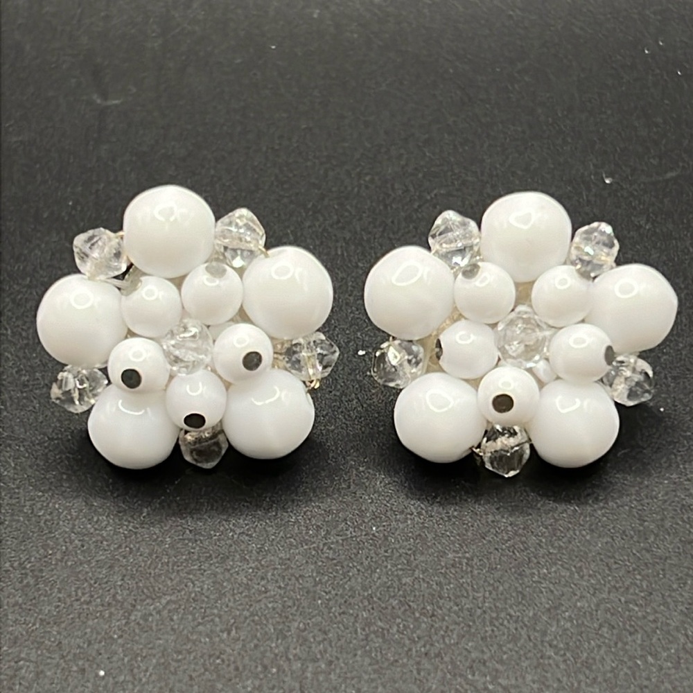 Vintage Western Germany cluster bead clip earrings